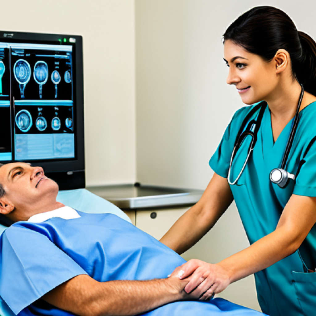 **

"A professional nurse in a modern, well-lit hospital room, fully clothed in modest scrubs, attending to a patient with care and compassion. The environment includes medical equipment and a computer monitor displaying patient data. Safe for work, appropriate content, perfect anatomy, correct proportions, natural pose, professional, modest, family-friendly, high quality, well-formed hands, proper finger count, natural body proportions."

**