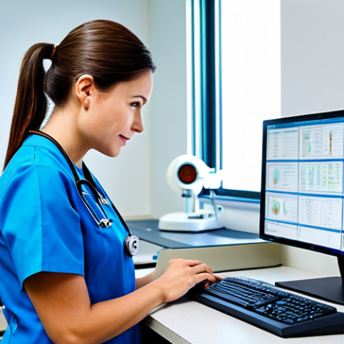 **

"A dedicated nurse in a fully clothed, professional uniform, diligently analyzing patient data in a brightly lit hospital research lab, safe for work, appropriate content, perfect anatomy, correct proportions, family-friendly, focused on improving patient care through research, professional environment."

**