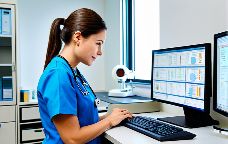 **

"A dedicated nurse in a fully clothed, professional uniform, diligently analyzing patient data in a brightly lit hospital research lab, safe for work, appropriate content, perfect anatomy, correct proportions, family-friendly, focused on improving patient care through research, professional environment."

**