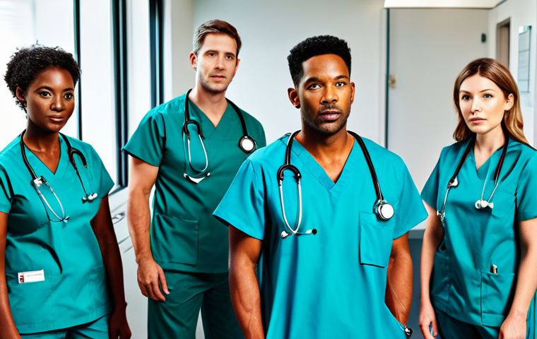 간호사의 팀워크와 협업 사례 - Emergency Response Team**

"A diverse team of nurses and a doctor responding to a medical emergency ...