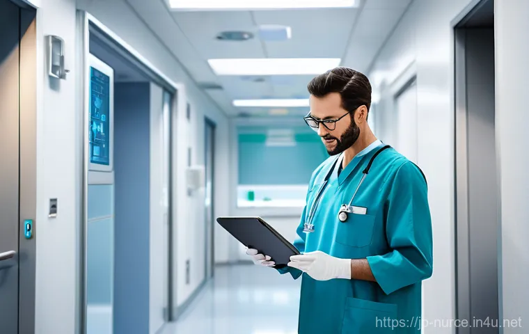 간호사 업무 환경과 근무 조건 - **Prompt 1: A Dedicated Hospital Nurse in Action**
    "A compassionate and highly skilled female nu...
