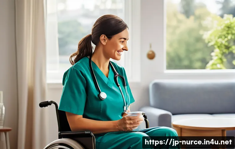간호사의 고용 안정성 확보 방법 - A female nurse, appearing to be in her late 20s to early 30s, is depicted with a warm, empathetic sm...