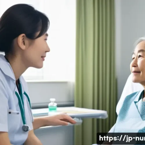 간호사로서의 문화적 민감성 - A compassionate Japanese nurse attentively listening to an elderly multicultural patient in a modern...
